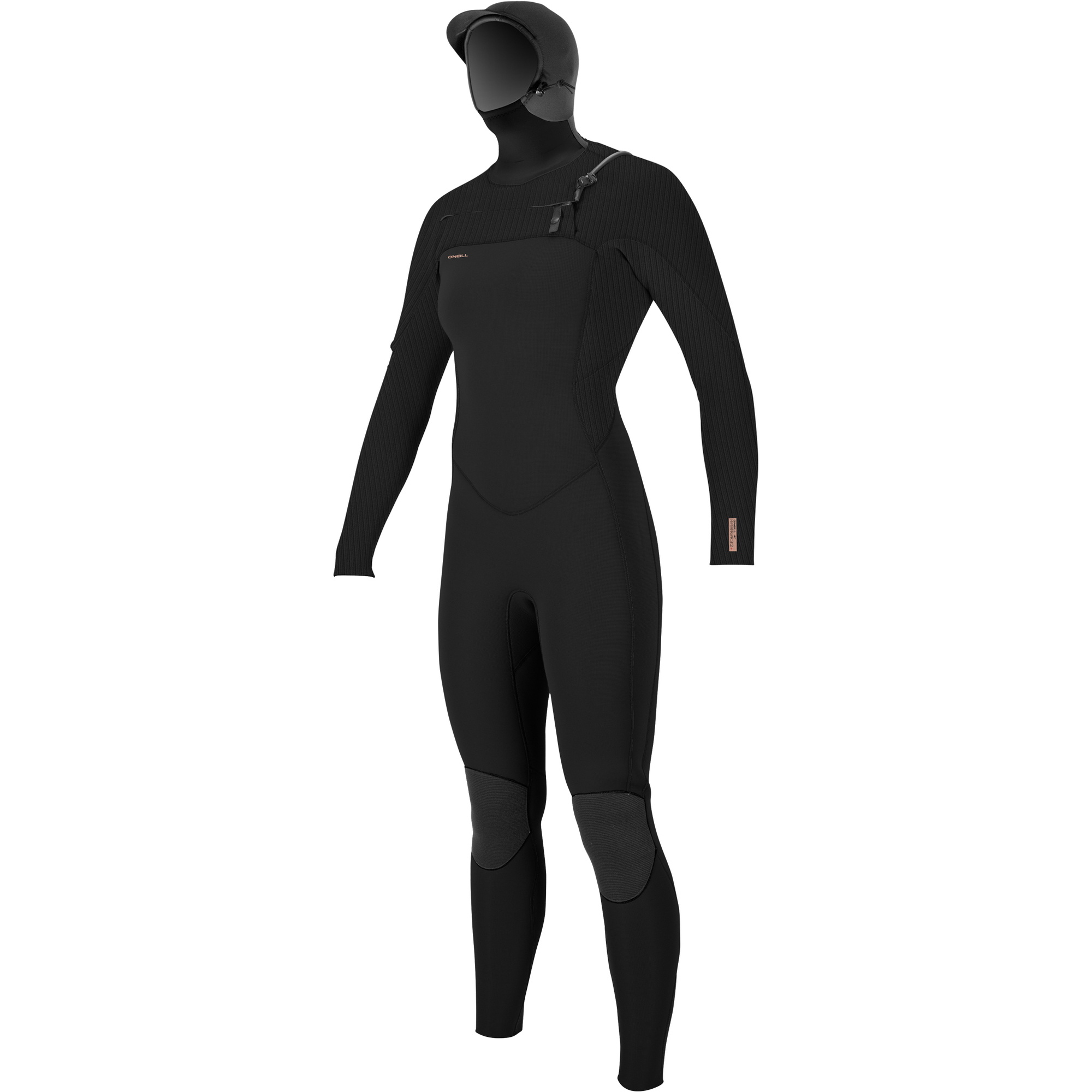 2025 O'Neill Kvinder Hyperfreak + 5/4mm Chest Zip Våddragt Med Hætte 5478 - Black